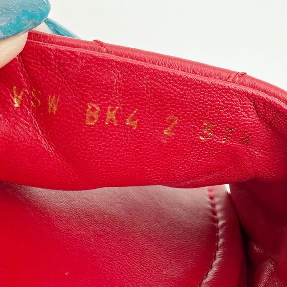 VALENTINO Rockstud Red Leather Sandal Size 37.5 Flat Flip Flop Slide Studded - Picture 11 of 12